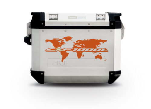 Givi Trekker Outback Side Panniers The Globe Orange Stickers Kit
