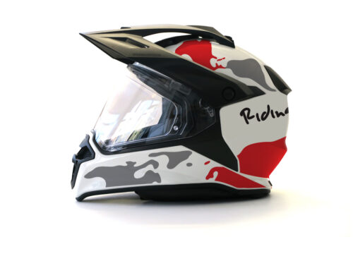 HEL 2634 BMW Enduro 2015 Helmet White The Globe Red Grey Stickers Kit 01 1