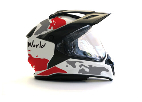 HEL 2634 BMW Enduro 2015 Helmet White The Globe Red Grey Stickers Kit 02 1