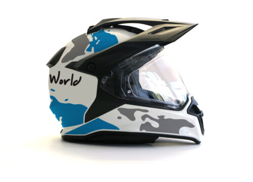 HEL 2635 BMW Enduro 2015 Helmet White The Globe Blue Grey Stickers Kit 02 1