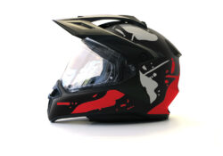 BMW GS Enduro Helmet (Black) Safari Red & Silver Stickers Kit
