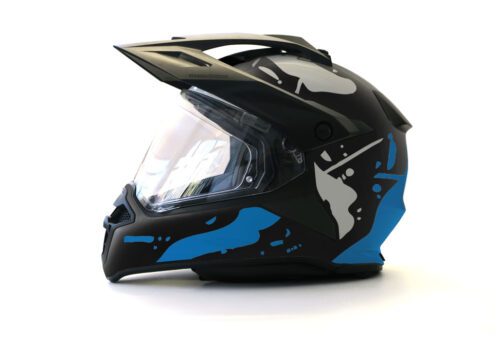 BMW GS Enduro Helmet (Black) Safari Blue & Silver Stickers Kit
