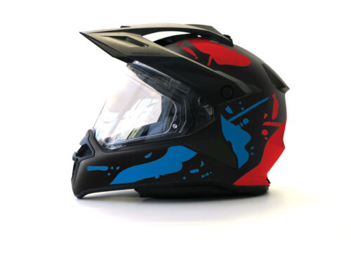 BMW GS Enduro Helmet (Black) Safari Red & Blue Stickers Kit