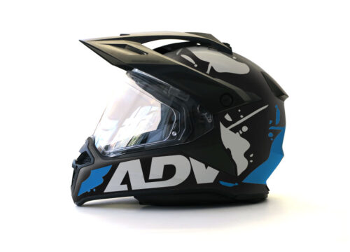 BMW GS Enduro Helmet (Black) Safari ADV Blue & Silver Stickers Kit