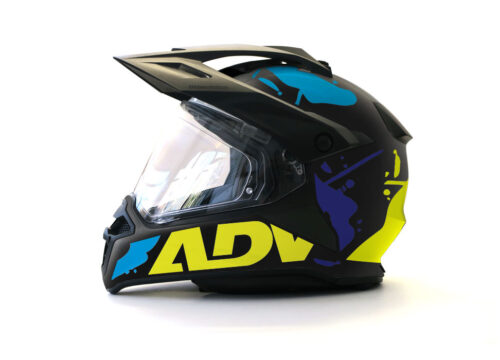 BMW GS Enduro Helmet (Black) Safari ADV Blue & Yellow Kit
