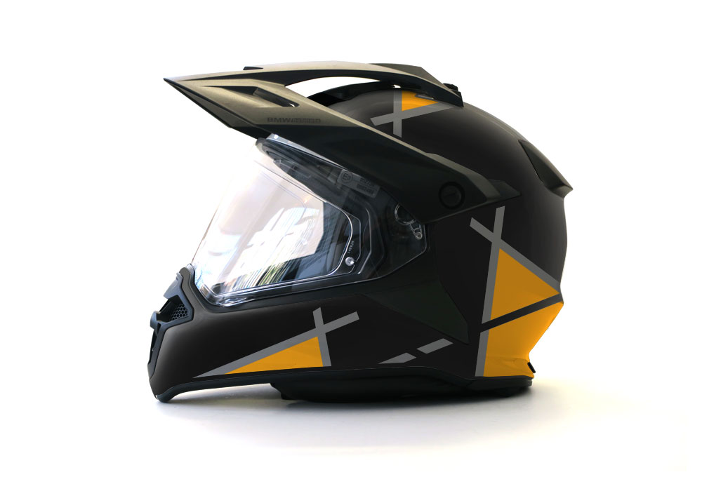 BMW GS Enduro Helmet (Black) Vector Yellow Stickers Kit