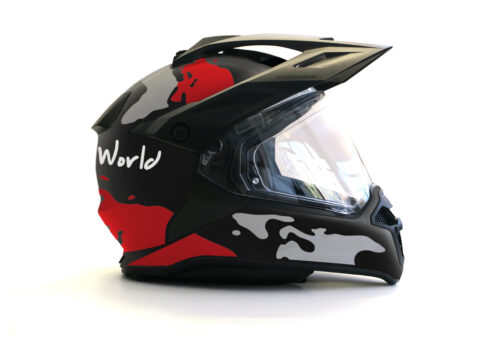 HEL 2787 BMW Enduro 2015 Helmet Black Matte The Globe Red Grey Stickers Kit 02 1