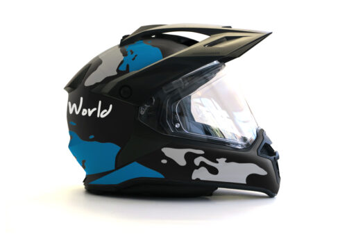 HEL 2788 BMW Enduro 2015 Helmet Black Matte The Globe Blue Grey Stickers Kit 02 1