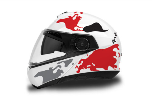 HEL 2580 Schuberth C4 White Helmet The Globe Series Red Black Grey Stickers Kit 01 1