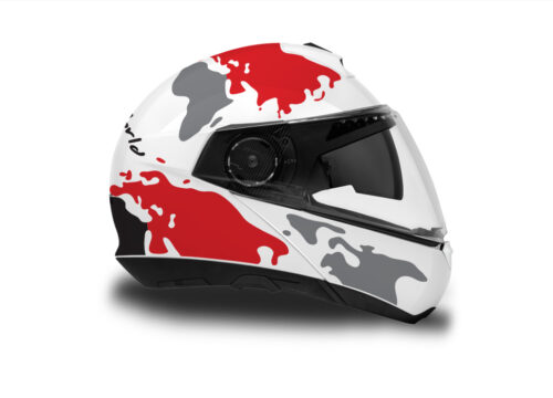 HEL 2580 Schuberth C4 White Helmet The Globe Series Red Black Grey Stickers Kit 02 1