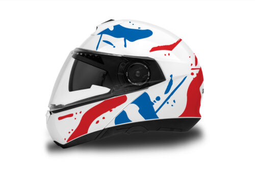Schuberth C4/ C4 Pro Helmet (White) Safari Series Red & Blue