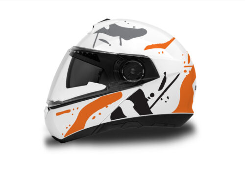 Schuberth C4/ C4 Pro Helmet (White) Safari Series Orange & Black