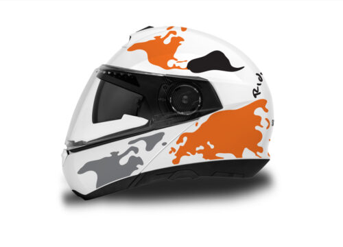 HEL 2840 Schuberth C4 White Helmet The Globe Series Orange Black Grey Stickers Kit 01 1