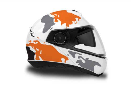 HEL 2840 Schuberth C4 White Helmet The Globe Series Orange Black Grey Stickers Kit 02 1