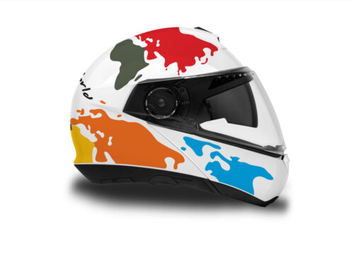 HEL 2841 Schuberth C4 White Helmet The Globe Series Multi Colour Stickers Kit 02 1