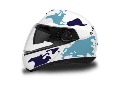 HEL 2842 Schuberth C4 White Helmet The Globe Series Blue Variations Stickers Kit 01 1