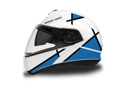 Schuberth C4/ C4 Pro Helmet (White) Vector Series Blue & Black