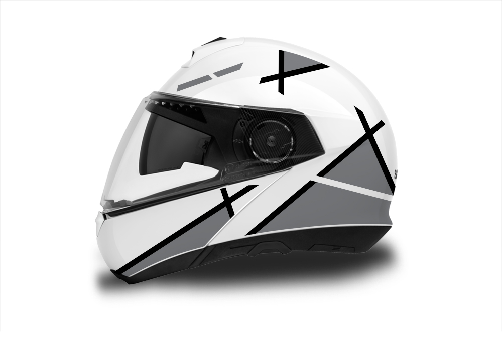 Schuberth C4/ C4 Pro Helmet (White) Vector Series Silver & Black