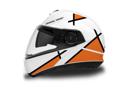 Schuberth C4/ C4 Pro Helmet (White) Vector Series Orange & Black