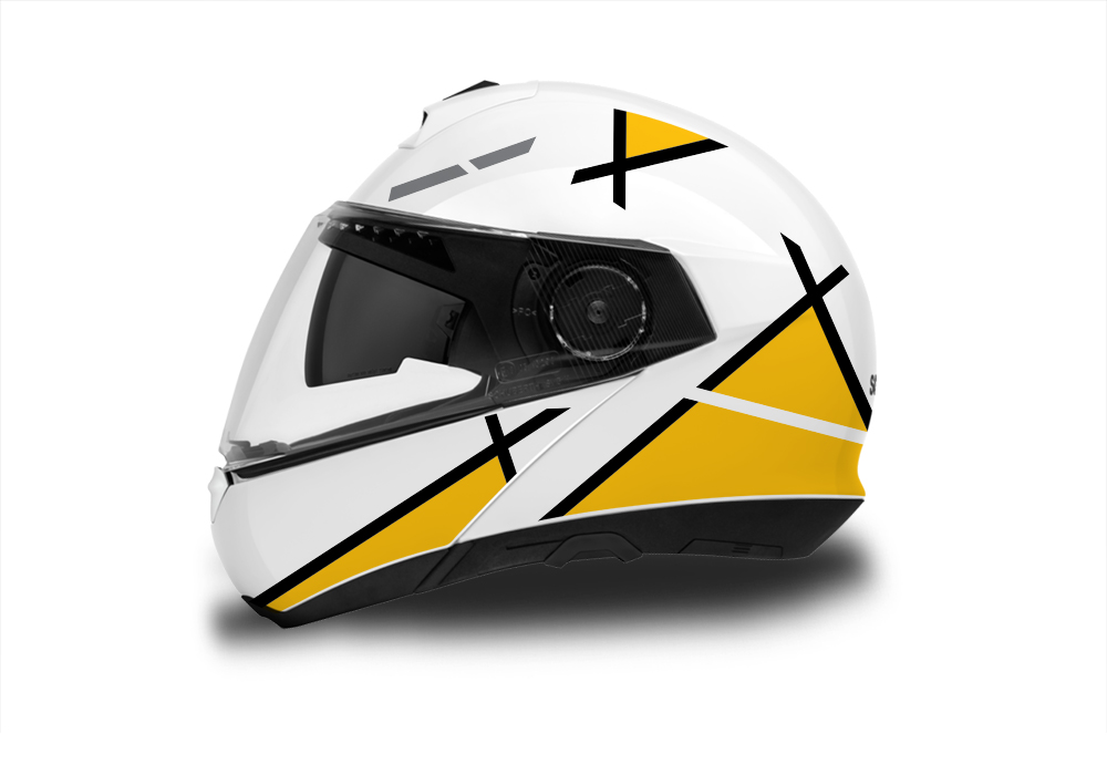 Schuberth C4/ C4 Pro Helmet (White) Vector Series Yellow & Black
