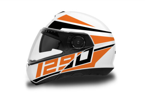 Schuberth C4/ C4 Pro Helmet (White) Vivo Series Black & Orange