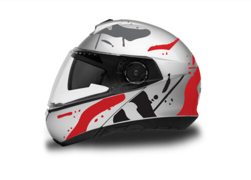 Schuberth C4/ C4 Pro Helmet (Silver) Safari Series Black & Red
