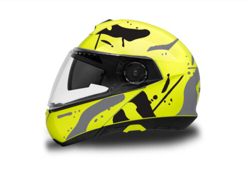 Schuberth C4 Helmet (Fluo Yellow) Safari Series Black & Silver