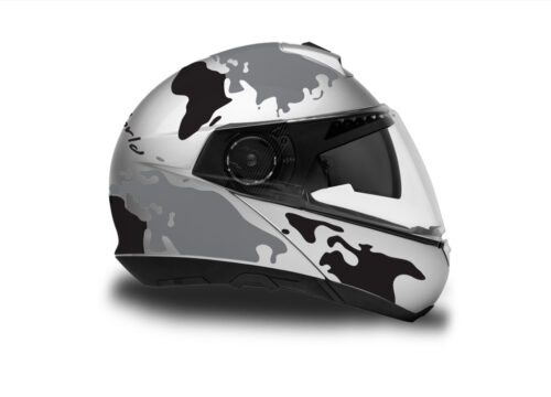 HEL 2870 Schuberth C4 Silver Gloss Helmet The Globe Series Grey Black Stickers Kit 02 1