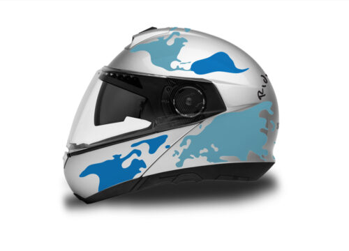 HEL 2871 Schuberth C4 Silver Gloss Helmet The Globe Series Blue Variations Stickers Kit 01 1