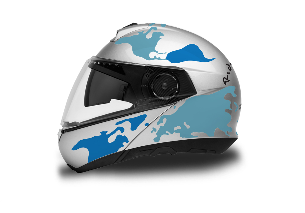 HEL 2871 Schuberth C4 Silver Gloss Helmet The Globe Series Blue Variations Stickers Kit 01 1