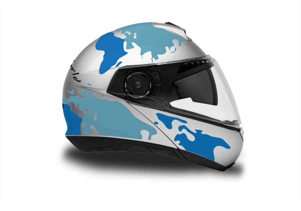 HEL 2871 Schuberth C4 Silver Gloss Helmet The Globe Series Blue Variations Stickers Kit 02 1
