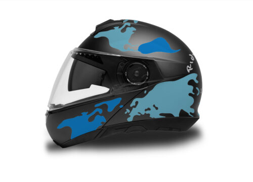 HEL 2874 Schuberth C4 Black Gloss Matte Helmet The Globe Series Blue Variations Stickers Kit 01 1