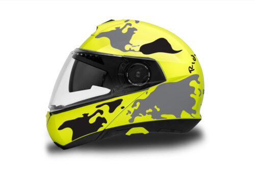 HEL 2877 Schuberth C4 Fluo Yellow Helmet The Globe Series Black Grey Stickers Kit 01 1