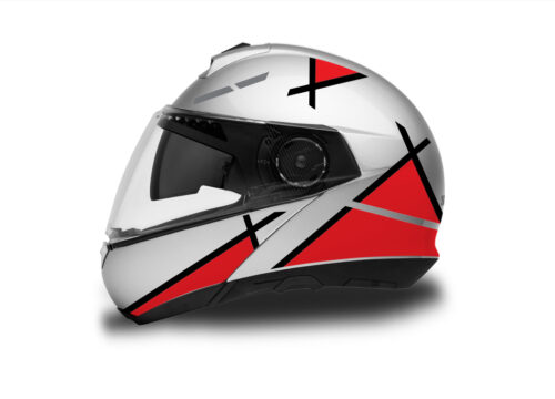 Schuberth C4/ C4 Pro Helmet (Silver) Vector Series Red & Black