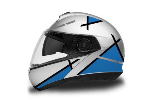 Schuberth C4/  C4 Pro Helmet (Silver) Vector Series Blue & Black