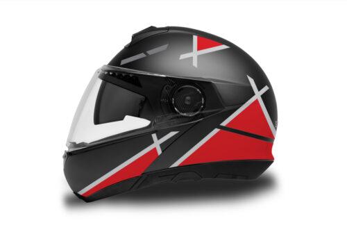 Schuberth C4/ C4 Pro Helmet (Black) Vector Series Silver & Red