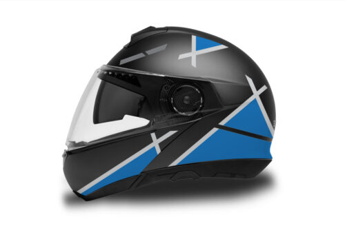 Schuberth C4/ 4 Pro Helmet (Black) Vector Series Silver & Blue