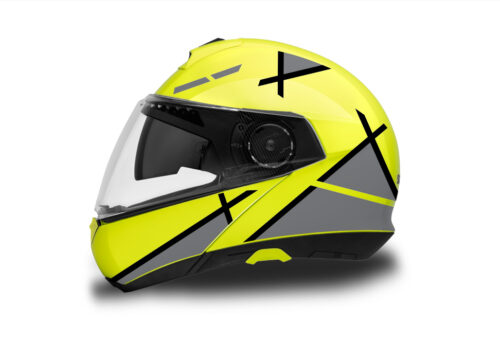 Schuberth C4/ C4 Pro Helmet (Fluo Yellow) Vector Series Black & Silver