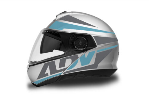 Schuberth C4/ C4 Pro Helmet (Silver) Vivo Series Light Blue & Silver