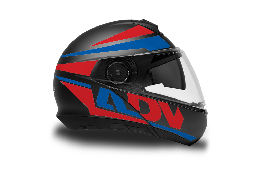 Schuberth C4/ C4 Pro Helmet (Black) Vivo Series Red & Blue - Image 2