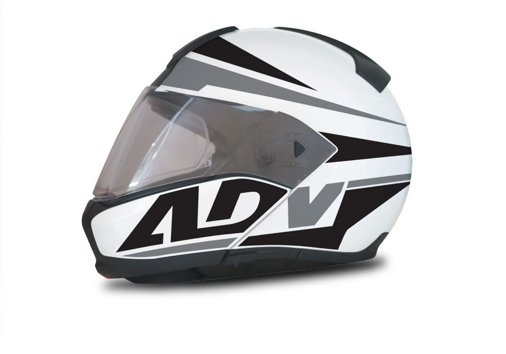 BMW System 6 Helmet (White) Vivo Series Black & Grey Stickers Kit