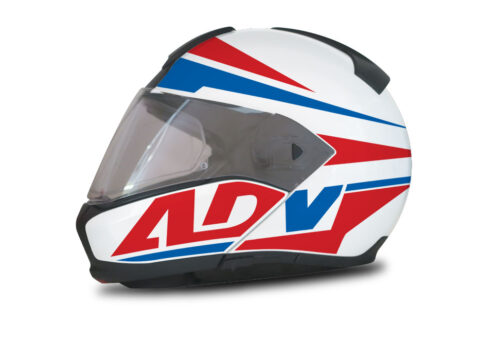 BMW System 6 Helmet (White) Vivo Series Blue & Red Stickers Kit