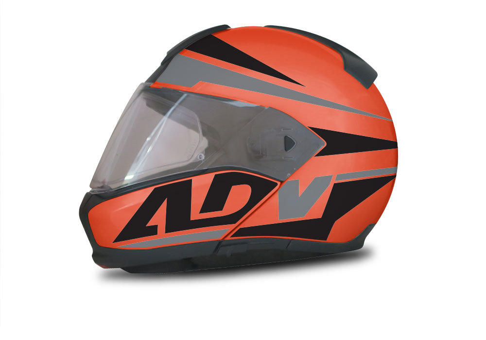 BMW System 6 Helmet (Orange) Vivo Series Black & Grey Stickers Kit