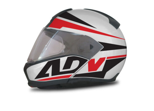 BMW System 6 Helmet (Silver) Vivo Series Black & Red Stickers Kit
