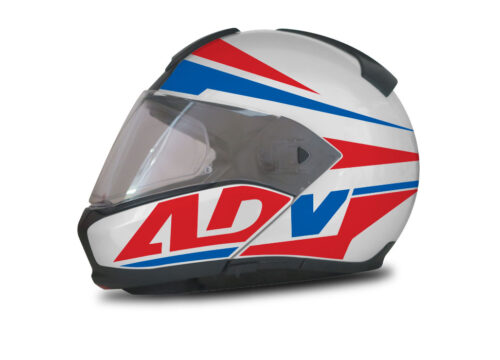 BMW System 6 Helmet (Silver) Vivo Series Blue & Red Stickers Kit