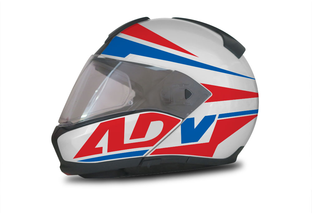 BMW System 6 Helmet (Silver) Vivo Series Blue & Red Stickers Kit