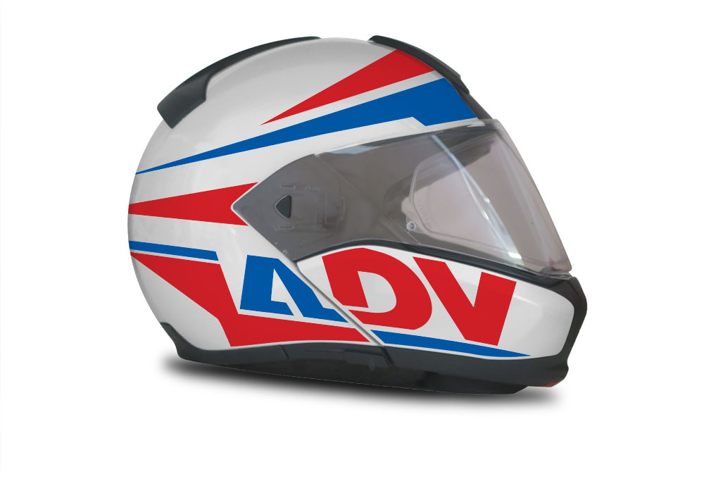 BMW System 6 Helmet (Silver) Vivo Series Blue & Red Stickers Kit - Image 2