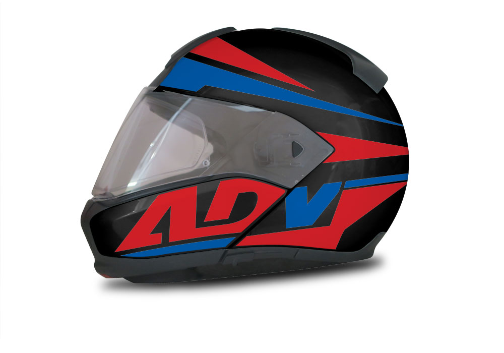 BMW System 6 Helmet (Black) Vivo Series Blue & Red Stickers Kit