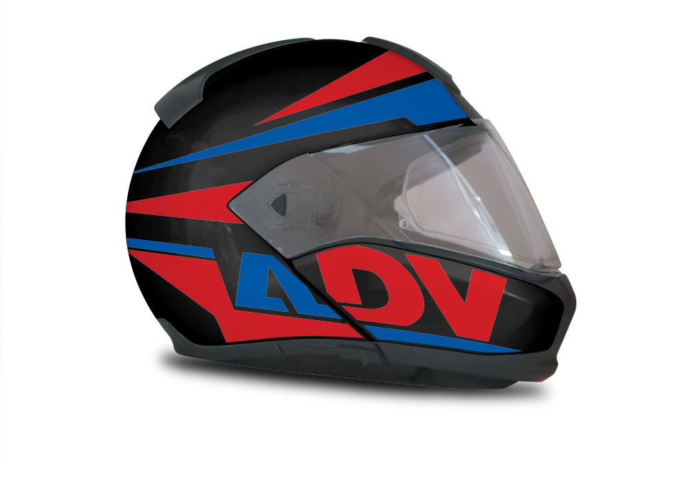 BMW System 6 Helmet (Black) Vivo Series Blue & Red Stickers Kit - Image 2