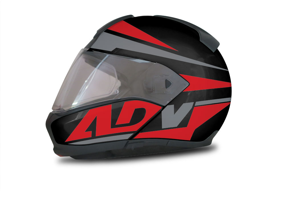 BMW System 6 Helmet (Black) Vivo Series Red & Grey Stickers Kit